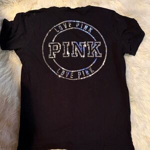PINK Victoria's Secret Black Tee with Silver Accents